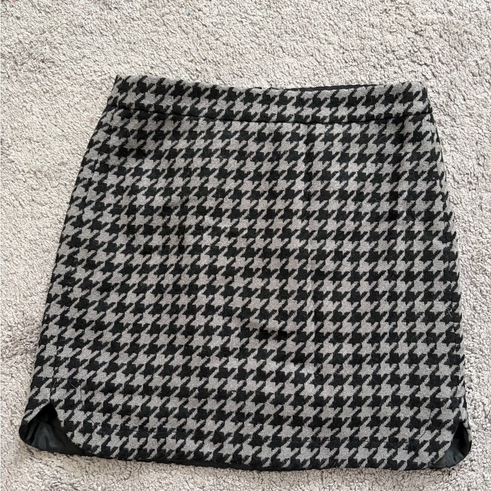 J. Crew Black and Gray Houndstooth Mini Skirt